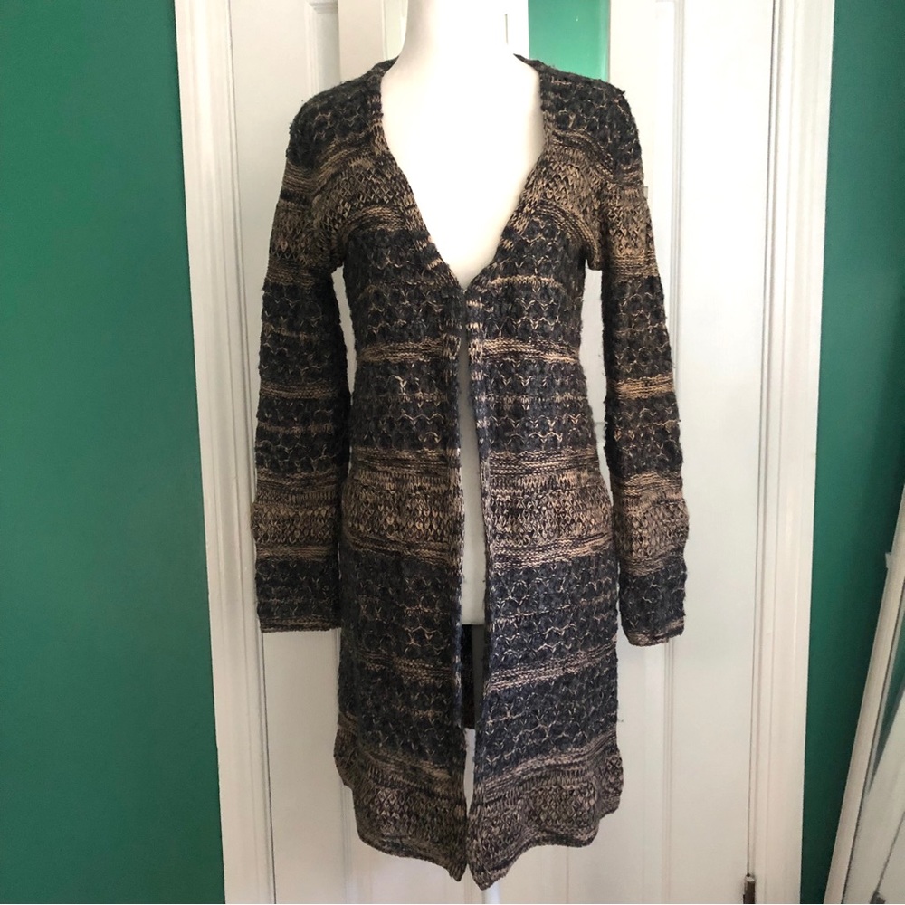 Cable &Guage brown/beige long cardigan , sz S